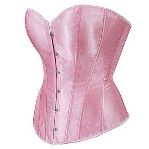 Pink Women's <b>Vintage</b> Leather <b>Corset</b> with Zipper Closure Waterproof Solid Color Outerwear Strapless Style - Product Image 5
