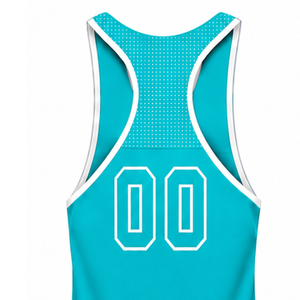 Turquoise <b>White</b> Swim <b>Tank</b> <b>Top</b> Sleeveless Racerback Lightweight Quick Dry Breathable Training Performance Athletic Swimwear - Product Image 4