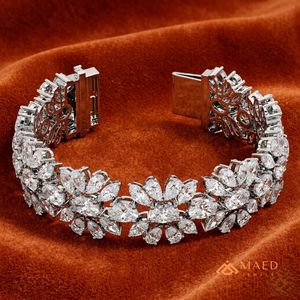 สร้อยข้อมือเทนนิสประดับมอสซาไนต์ลายดอกไม้สีเงินสำหรับผู้หญิง สร้อยข้อมือแบบโซ่เส้นเล็ก เครื่องประดับแฟชั่น ของขวัญวันครบรอบแต่งงาน สไตล์เก๋ไก๋ - Product Image 3