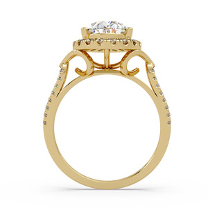 Wholesale 14K Pure Gold Pear Cut Lab Grown Diamond IGI Certified Halo Engagement <b>Rings</b> Split Shank Fine Jewelry for Women's - Product Image 4