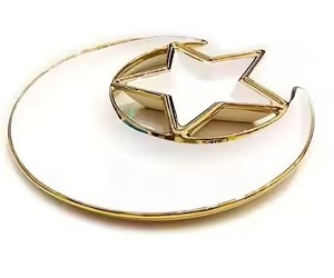 Bandeja Rectangular Dorada de Metal Hecha a Mano con Recortes de Luna y Estrella, Decoración para Ramadán, Uso Interior, Tamaño Mediano, Calidad Garantizada - Product Image 3