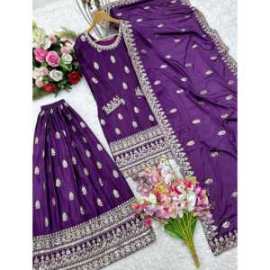 Conjunto de Fiesta para Mujer de Diseñador con Hermosa Dupatta y Top Sarara - Product Image 3