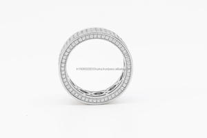 Anillo de Boda Clásico de Plata de Ley 925 con Cinco Hileras de Moissanita Engastada, Chapado en Rodio, Joyas Vana H054, Aniversario - Product Image 6