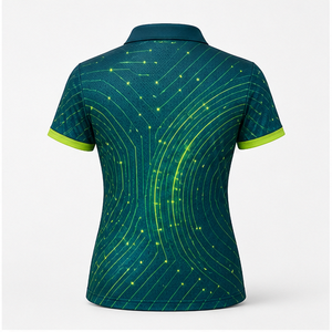Polo de Manga Corta para Mujer con Logotipo Personalizado, Color Verde Lima, Diseño de Ondas, Secado Rápido, Sublimación, Ropa Deportiva de Golf - Product Image 4