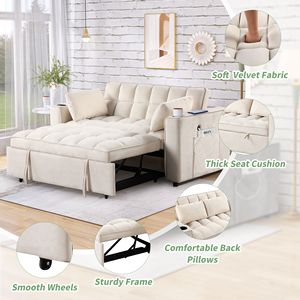 Divano Letto Multifunzionale 4-in-1 da 147 cm con Portabicchieri e Porta USB per Soggiorno o Appartamenti - Product Image 6