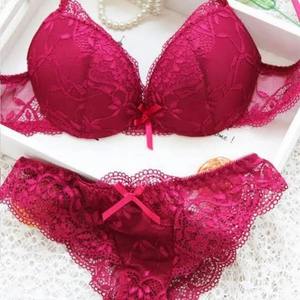 Conjunto de Ropa Interior Deportiva de Dos Piezas Color Rojo Vino, Moderno, para Mujer, de Algodón, Sujetador Deportivo y Braguitas, 100% Algodón - Product Image 4
