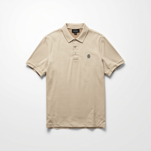 เสื้อยืดแขนสั้นผ้าฝ้าย 100% สีเบจพรีเมียม ระบายอากาศได้ดี สำหรับผู้ชาย |   ผ้าถักนิตติ้ง 210 GSM ทรงปกติ พร้อมโลโก้ด้านหน้า | - Product Image 1