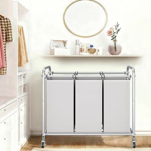 Carrello Portabiancheria a 3 Sezioni con Ruote Bloccabili, Borse Rimovibili, Capacità 35,6 Galloni (135 L), Cesto Portabiancheria, Organizzatore per Lavanderia - Product Image 6