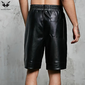 In One Solid Black Color Comfortable & Stylish Premium Quality Fashion Wear Fully Customized Made In Pakistan <b>Leather</b> <b>Shorts</b> - Product Image 3