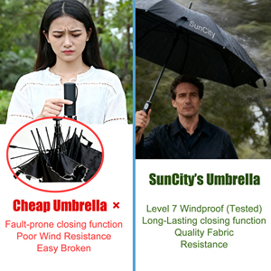 Fully Automatic Multi-Ribs Large Uv Protect Black Coating Color Matched Handle <b>Windproof</b> <b>Umbrella</b> - Product Image 3
