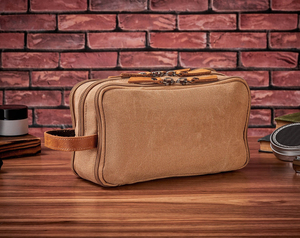 Leather Canvas <b>Toiletry</b> Bag Travel Organizer Waterproof Cosmetic <b>Storage</b> Dopp Kit Bag LCTB-0019 - Product Image 1