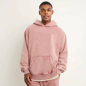 Sudadera con Capucha Rosa para Hombre, Corte Holgado, Color Sólido, Informal, Tejida, Manga Larga, con Bolsillos, para Otoño - Product Image 2