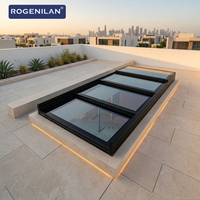 Rogenilan Fenêtre de toit à double vitrage en aluminium insonorisée sur mesure, vitrage trempé, ouverture par le haut, isolée et ventilée