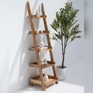 Étagères en bois de manguier Vandana Merino Optima, design minimaliste moderne en bois massif pour le rangement - Product Image 1
