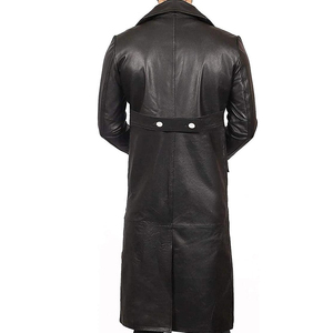 Plus Size Men Genuine Leather Woolen Waterproof Winter Trench Coat Long Sleeve Belted Sheep Fur Trim Outerwear Casual Streetwear - Product Image 3