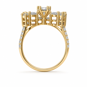Bague de fiançailles de luxe en or 14 carats plaqué rhodium avec diamant de laboratoire brillant en forme de poire et grappes florales, certifiée IGI, OEM - Product Image 2