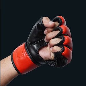 Gants de MMA en cuir PU personnalisés avec logo, vente en gros, pour l'entraînement, fabrication OEM directe d'usine, gants de combat mixte à demi-doigts - Product Image 3