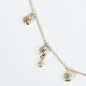 Fine Minimalist Round Lab Grown Diamond Engagement <b>Necklace</b> 10K 14K 18K Solid Gold Bezel Set Diamond Floating Diamond <b>Necklace</b> - Product Image 4