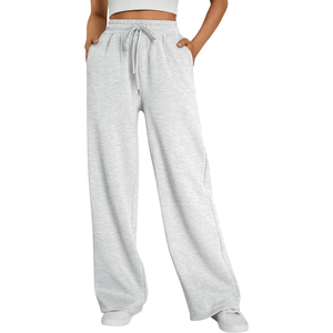 Pantalones de chándal de forro polar de pierna ancha para mujer, de cintura alta, holgados, informales, para invierno, joggers, atuendos de moda 2026 - Product Image 1