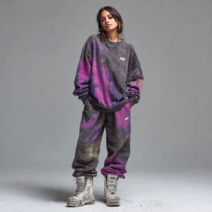 Conjunto de Sudadera con Hombros Caídos y Pantalones Jogger Anchos para Mujer, Chándal Holgado de Invierno para Dama - Product Image 5