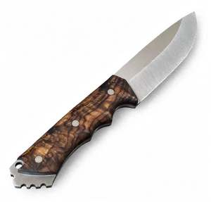 Cuchillo Utilitario de Hoja Fija de Acero al Carbono con Mango de Madera Burl Personalizado, Herramienta EDC para Bushcraft - Product Image 1