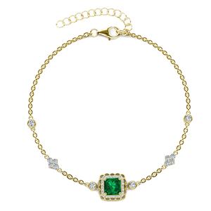 Nouveau Bracelet en argent Sterling 925, pierres précieuses de luxe, Halo vert, émeraude, bijoux fins pour femmes, bijoux de destin - Product Image 5