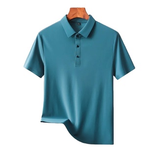 เสื้อโปโลแขนสั้นทรงสลิมฟิตลำลองสำหรับผู้ชาย, เสื้อโปโลกลางแจ้งสไตล์สตรีทสีทึบเบาไม่ยับย่นฤดูร้อน - Product Image 1