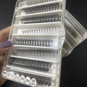 กล่องใส่ขนตาปลอมแบบกำหนดโลโก้เองได้ 3D-20D ขนตาปลอมแบบพัดสำเร็จรูป ขนตาปลอมเกาหลี PBT สีดำด้าน ขายส่ง - Product Image 1