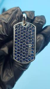 Colgante personalizado Teg de plata de ley 925 con excelente zafiro redondo para hombre, colgante de hip hop, joyería de moda para rapero. - Product Image 2