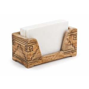 Porte-serviettes en bois de manguier artisanal - Design à lignes sculptées - Vente en gros - Product Image 1