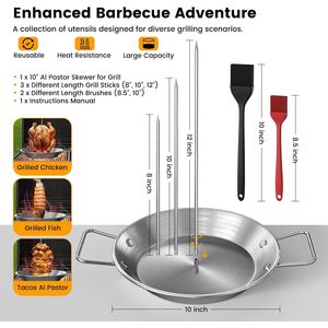 Soporte Vertical para Shawarma Al Pastor para Parrilla y Horno, 3 Brochetas Extraíbles (8/10/12 Pulgadas), 2 Accesorios para Barbacoa - Product Image 3