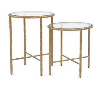 Table basse ronde dorée avec plateau en verre, table d'appoint en métal, table d'appoint moderne pour salon, hôtel - Product Image 3