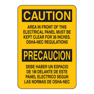 Panneau de signalisation bilingue de sécurité électrique 10x7 po en PVC OSHA-NEC pour zones de travail - Product Image 3