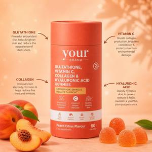 Gummies au Glutathion et Vitamine C pour l'Éclat de la Peau, Saveur Pêche Agrumes, Hydratation et Antioxydant, pour une Peau Radieuse - Product Image 4