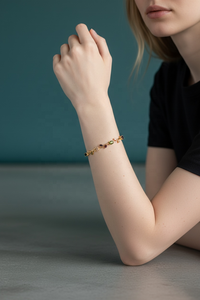 Elegante y Moderna Pulsera de Cadena con Eslabones de Tulipán Chapada en Oro de 18K con Circonitas, Brazalete de Aleación de Cobre con Piedras Multicolores, Unisex, para Aniversario - Product Image 4