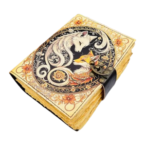 Carnet en cuir Fox Love Couple avec papier à bords festonnés, livre des ombres vintage fait main, cadeau religieux classique pour anniversaire - Product Image 1