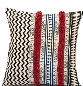 Funda de Cojín Decorativa Multicolor con Estampado a Mano, Funda de Algodón para Cojín de Sofá, Cama, Sala de Estar, Decoración del Hogar - Product Image 4