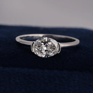 Platinum Oval Cut <b>Diamond</b> Engagement <b>Ring</b> Tension Setting Classic Style Women's Jewelry - Product Image 1