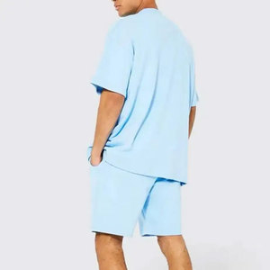 OEM Best Selling Solid Color Cotton <b>Twin</b> <b>Set</b> Mens 2PC Shorts and T Shirt <b>Sets</b> With Customized Printing Colors And Size - Product Image 3