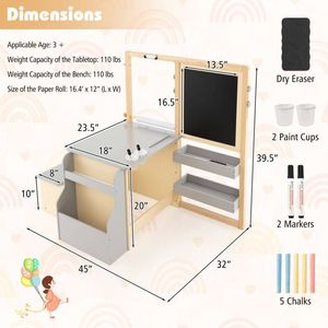 Set tavolo e panca in legno per bambini centro d'arte per uso mobili per bambini - Product Image 4