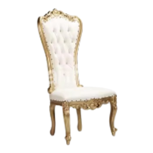 <b>Victorian</b> Style High Back <b>Chair</b> White Fabric Upholstery Gold Frame Armless Design for Dining and Garden Sets - Product Image 2