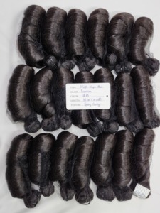 Indian Virgin Hair Extensions Machine Double Weft 40cm Spring Curly Black Human Hair Weaving Bundles - Product Image 2