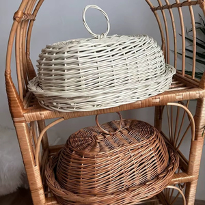 Light Brown Handmade Rattan <b>Basket</b> <b>Storage</b> Stylish and Durable Perfect for Kitchen Organization and Home Food <b>Storage</b> - Product Image 1