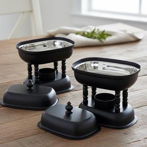 Luxury Arabic Rectangular Chafing Dish Matte Black Pillar Stand Soup Warmer Ramadan <b>Buffet</b> <b>Server</b> Single Unit - Product Image 5