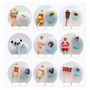 Ensemble de tees et balles de golf en bambou et caoutchouc avec des tees durables et écologiques, motif amusant - Product Image 3