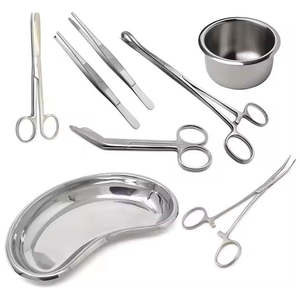 Kit d'instruments chirurgicaux manuels réutilisables en acier inoxydable, ensemble de plateau réniforme Gallipot, 8 pièces, certifié MOL par Dentavex - Product Image 1