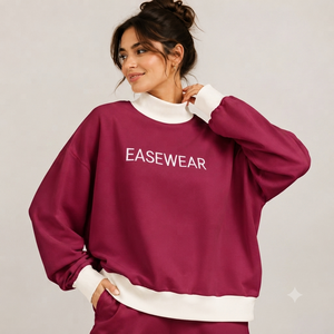 เสื้อสเวตเชิ้ตคอเต่าทรงโอเวอร์ไซส์สำหรับผู้หญิง ผ้าฝ้ายฟลีซทรงบ็อกซี่ สกรีนโลโก้ได้ สไตล์ลำลองแนวสตรีทแวร์ - Product Image 1