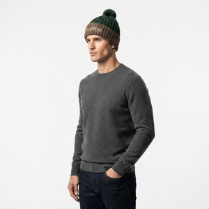 Custom <b>Green</b> Brown Pom Pom Cuffed Knit <b>Beanie</b> Hat Winter Warm Skull Cap With Logo - Product Image 4