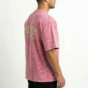 Camiseta de Algodón 100% con Tinte Mineral Lavado al Ácido, Transpirable, de Secado Rápido, con Estampado, para Hombre, Talla Grande, Retro, Calidad Premium, Estándar de Exportación - Product Image 3