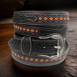 OEM/ODM Genuine Leather Western Cowboy <b>Belt</b> With Hand Carved/Hand Tooled Design Manufacturer - Product Image 5